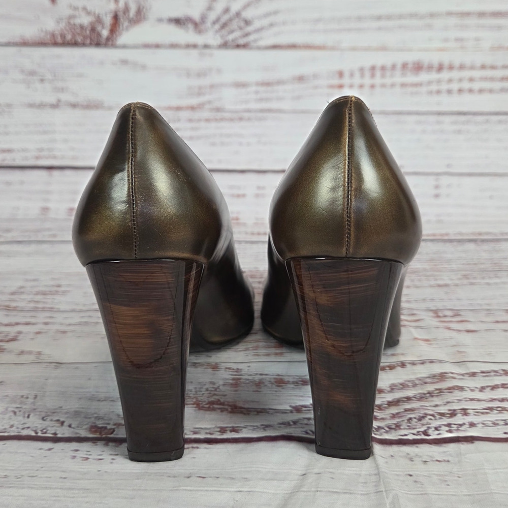 Stuart Weitzman Bonze Peep Toe Pumps Sz 9 Chunky Heel Classic Office Party Glam - Picture 3 of 9